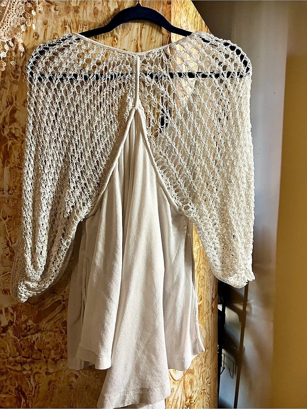 Free People Way Out There Tunic Crochet Sleeves White Small - Picture 2 of 7